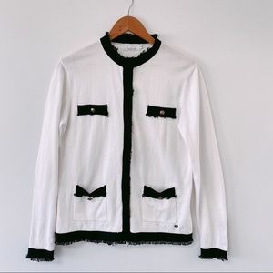 Cracked Wheat White & Black Cardigan S ($86)